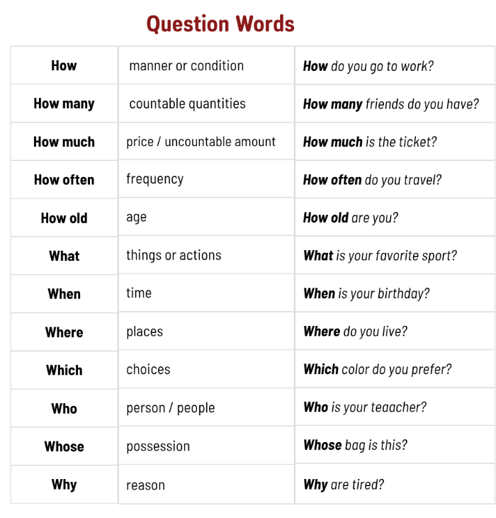 Question Words